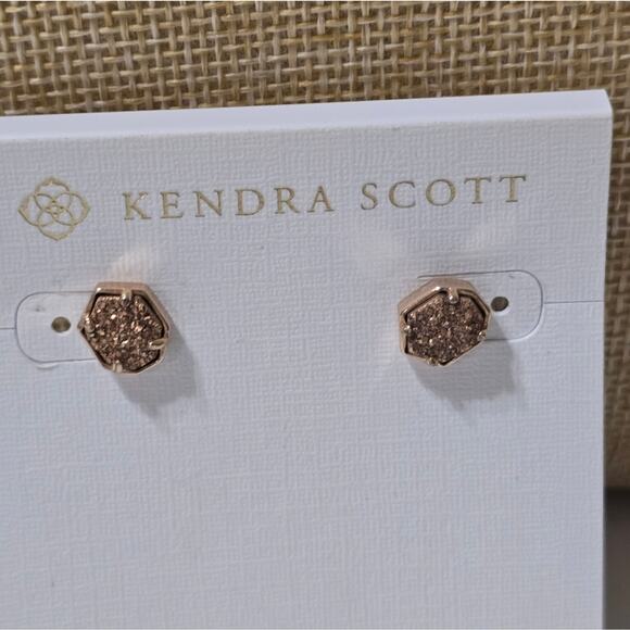 Kendra‎ Scott Rose Gold Drusy Stud Earrings - Picture 1 of 6